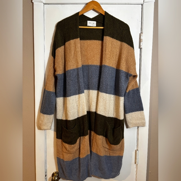 Active USA Sweaters - Active USA Striped Open-Front Cardigan Sweater